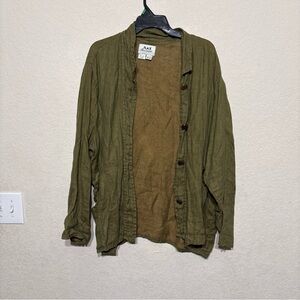 Flax Olive Green Button Down Shirt
